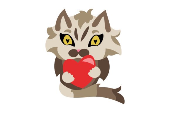 Kawaii Cat Holding Heart Sticker for Crafts and Cats