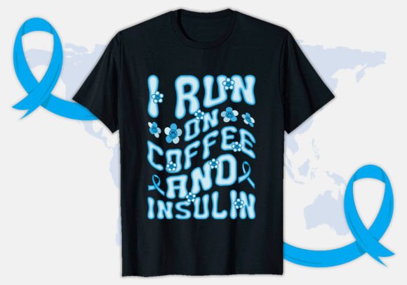 Retro Wavy Diabetes Awareness T-shirt Graphics